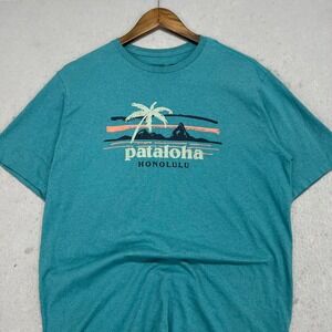 Patagonia Pataloha Honolulu Graphic T-Shirt Mens Small Responsibili-Tee Teal